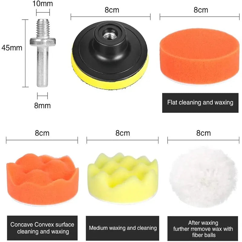 Car Polishing Sponge Kit Polishing Machine Wax Pads